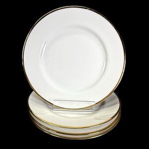 PIER 1 Gold Rim White 7.5" Salad Dessert Plates Set of 4